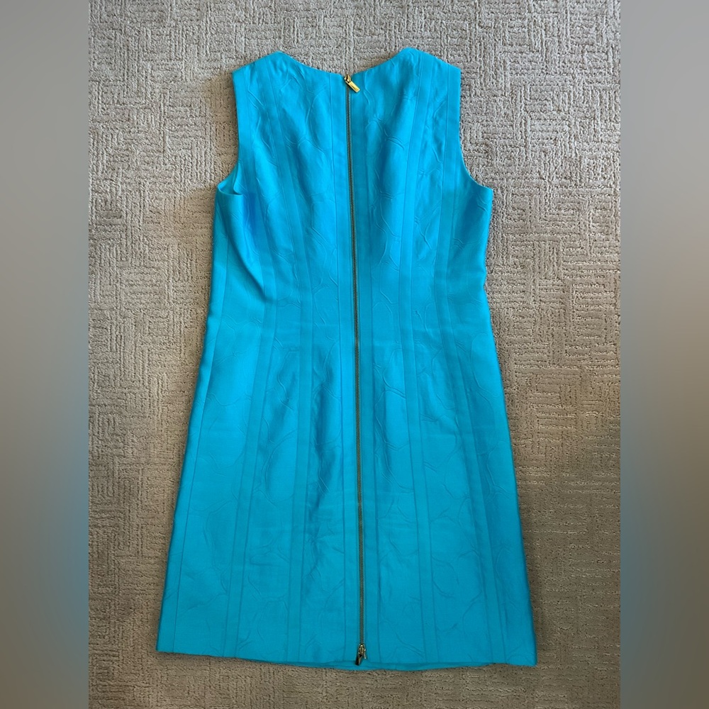 🩵 ✨ Per Se Blue Sheath Midi Dress Cotton Silk Blend 10 EUC Old Money Luxury - Picture 2 of 6